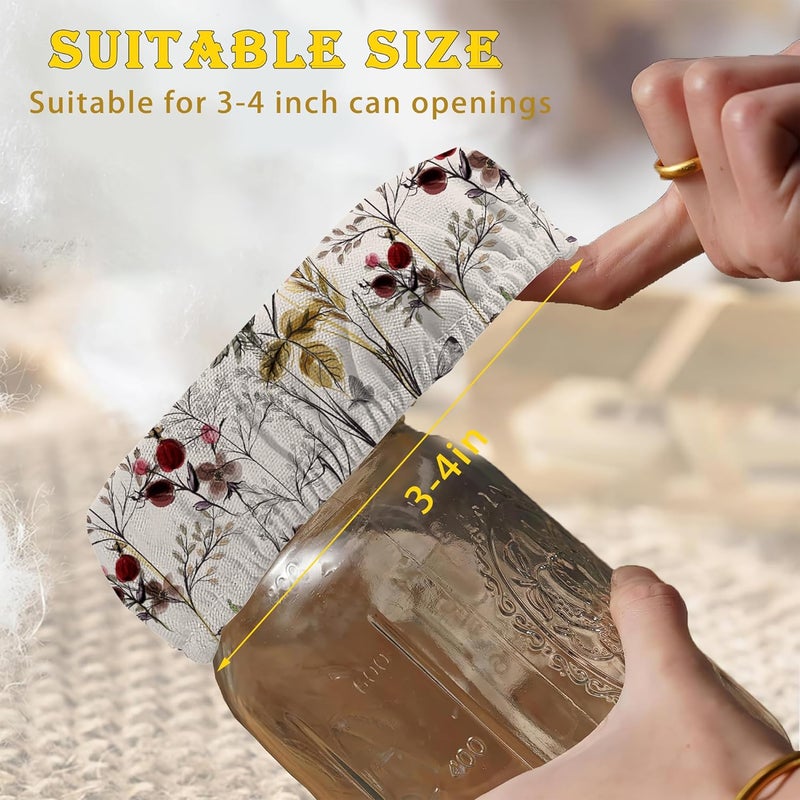 IGPPDO Vintage Flower 5- Pack Cloth Covers for Sourdough Starter Jar, Butterfly Cloth Covers Reusable Lid Top Proofing Bread Fermentation Baking Supplies for 3-4 Inch Jar Mouth - Image 5